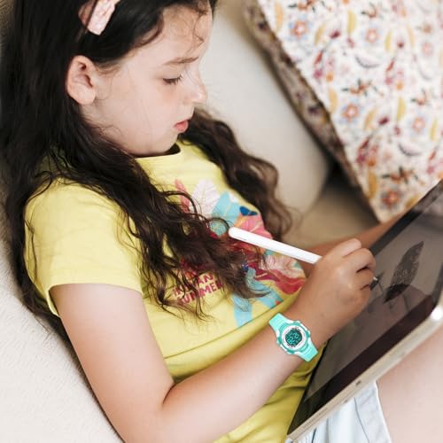 Juboos Kid's Digital Watch for Boys and Girls, Waterproof LCD Digital Sports Kids Watch with 7 Color LED Lights, Stopwatch, Alarm