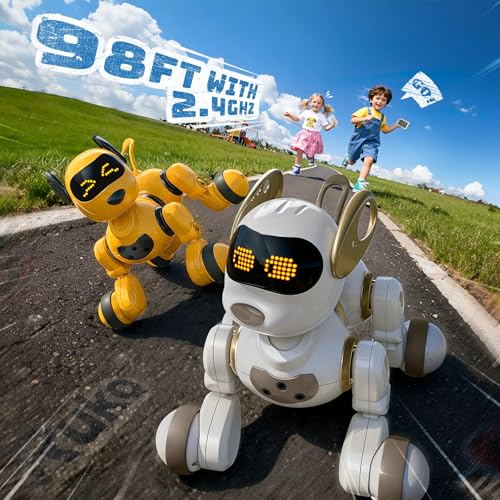 Ruko 18011 Smart Robot Dog, Interactive Puppy with 30 LED Expressions, Programmable Play, 2.4 GHz Remote & Gesture Control, Toy for Kids Age 3+