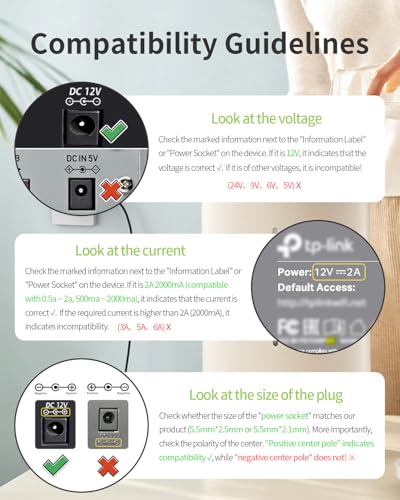 12V 2A Power Supply Adapter with 8 Tips – Universal 12V 2000mA Charger for LED Strip, CCTV, Router, GPS & More (6FT Cable)