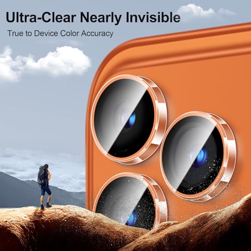 QHOHQ 3 Set Camera Lens Protector for iPhone 17 Pro Max/17 Pro/16 Pro Max/16 Pro/15 Pro Max/15 Pro, Individual Anti Shatter Lens Protector,[15FT Military Grade Protection],1-Second Auto-Install- Clear