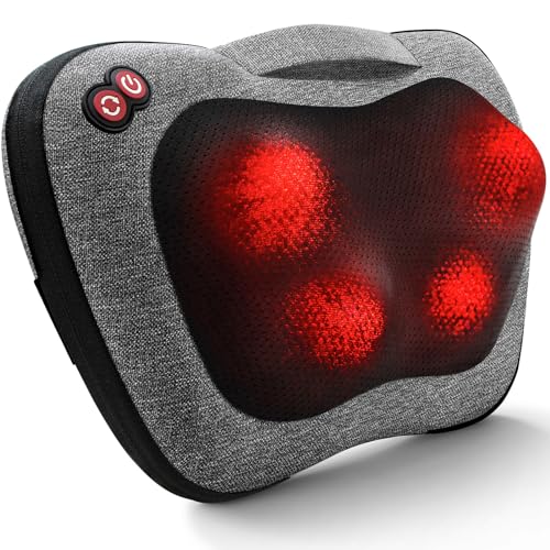 VIKTOR JURGEN Shiatsu Back & Neck Massager with Heat – 3D Deep-Kneading Massage Pillow for Full Body Relaxation (Home, Office & Car Use, Gift for Men & Women)
