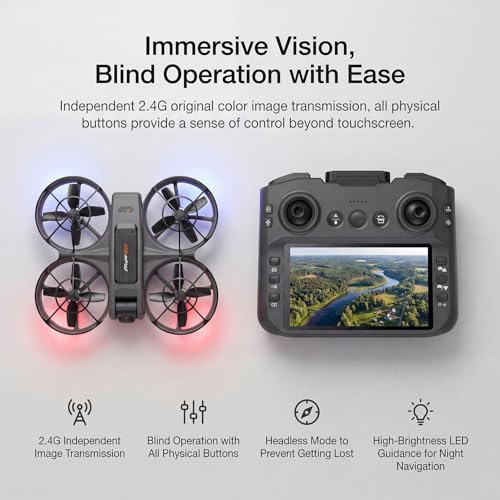 Drone with UHD Camera, Drone with Screen on Controller for Beginners, Remote Control Quadcopter with 2 Batteries, One Key Start, Easy to Fly, Altitude Hold, 3D Flips, Carrying Case （Dark Gray）