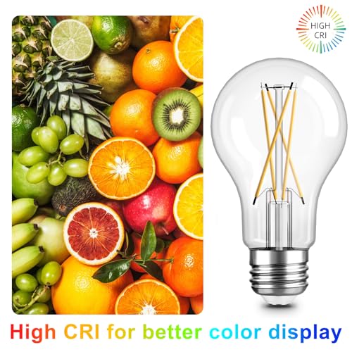 TJOY 12 Pack A19 Vintage LED Edison Bulbs, Dimmable, 60W Equivalent, High Brightness 2700K Warm White, 8W E26 Standard Base, 800 Lumens, CRI80+, Clear Glass Filament Bulb for Home, Farmhouse