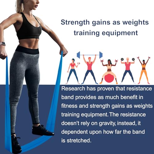 A AZURELIFE Resistance Bands,Professional Long Non-Latex Elastic Stretch Bands,Exercise Bands for Physical Therapy, Yoga, Pilates, Rehab, at-Home or The Gym Workouts, Strength Training