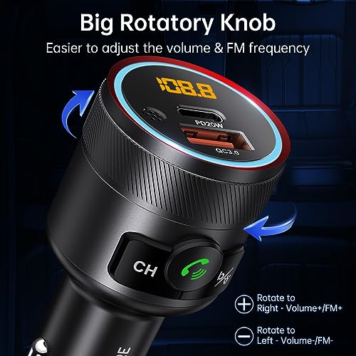 Syncwire Bluetooth 5.4 FM Transmitter for Car, 38W PD&QC3.0 Dual USB Charging Bluetooth Car Adapter Microphone & Bass Sound MP3 Music Player FM Kit with Hands-Free Calling