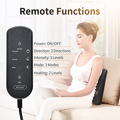 Boriwat Back & Neck Massager with Heat – 3D Kneading Massage Pillow for Shoulders, Legs & Full Body Relaxation (Perfect Gift for Men & Women)
