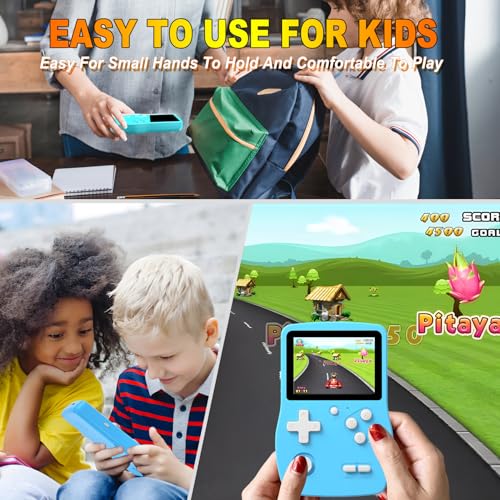 32 Bit Handheld Games for Kids Preloaded 139 Video Games, Portable Video Gaming Player with 3.0" IPS Screen and Rechargeable Battery, Mini Travel Games Electronic Gifts Toys for Boys Girls, Blue