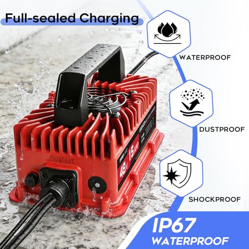 EPOWREY 15 AMP 48 Volt Golf Carts Battery Charger for Club Car 3-Pin Round Plug,for Lead Acid Battery