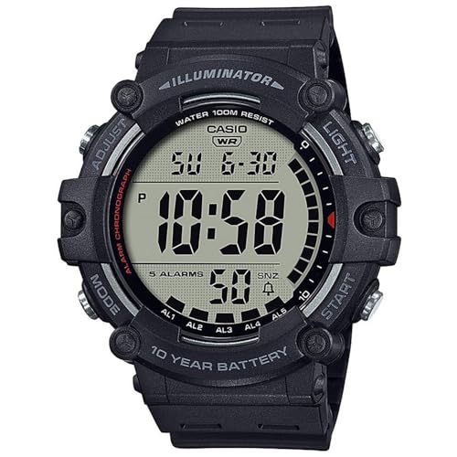 Casio Illuminator AE1500WH Series | 10-Year Battery | LED Backlight | 5-Alarms | 1/100 Sec Stopwatch | Men's Digital Watch