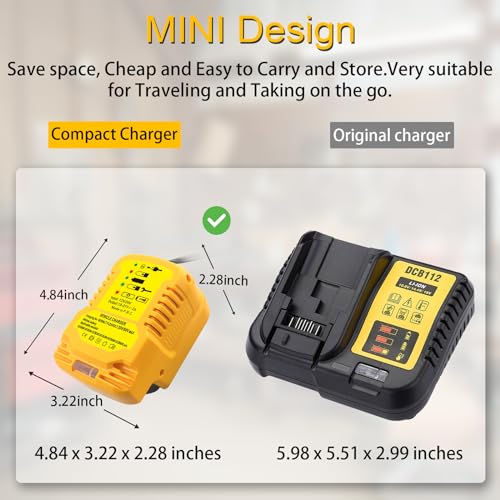 Car Battery Charger Replace for Dewalt 20V 60V MAX Lithium Ion Battery Charger DCB203 DCB201 DCB204 DCB206 DCB606 DCB609 Vehicle Charger(NOT for 12V)