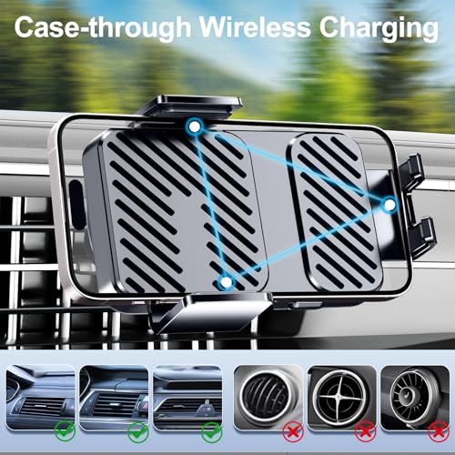 3 in 1 Wireless Car Charger, Phone Holders for Your Car 15W Fast Charging Auto Clamping, Car Phone Mount for iPhone 17 16 15 14 13 Mini Pro Max XR, Samsung Galaxy S25 Ultra S24 S23 S22 S21