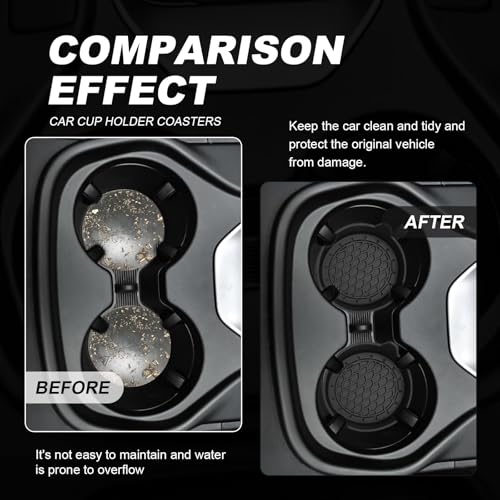 4-Pack Universal Cup Holder Coasters, Black Silicone Inserts - Keep Your Car Clean with Non-Slip & Spill-Proof Coasters for All Vehicles (Black)