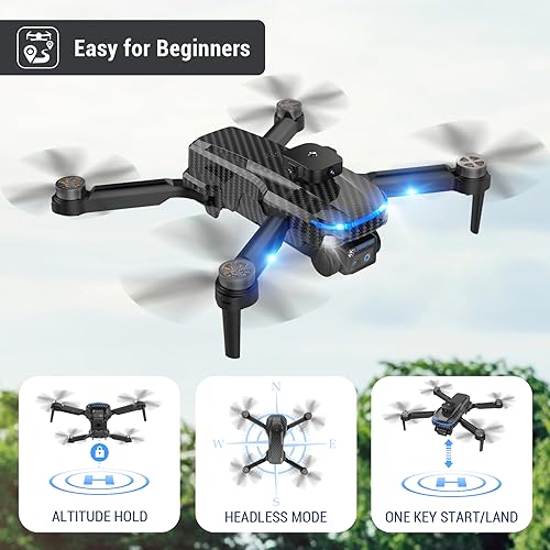 MSMV High-Resolution 4K HD Camera Drone, Wireless RC Toys for Boys Girls, One Button Return, Emergency Stop, Headless Mode, 360° Flips, 2 Batteries & Carrying Case for Kids Adults Beginners, Black
