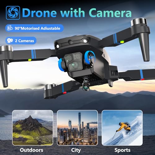 Drone with Camera for Adults LCD Screen FPV Live Video, Professional Brushless Motor 270° Obstacle Avoidance 3D Flips, Foldable RC Mini Quadcopter for Beginners Support 32G SD Card Max Under 250G Gift