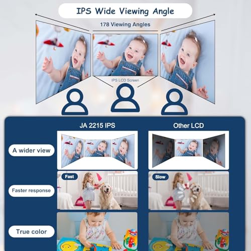 JUAN Baby Monitor with Camera and Audio, No WiFi 100% Private, 3500mAh Long Battery, 1000ft Range Connection, Remote Pan-Tilt-Zoom, Crystal Night Vision, 2-Way Talk for Newborn Infant