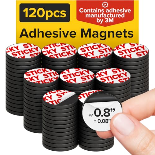 Peel-&-Stick Flexible Adhesive Magnets - 120 Magnetic Dots for Office Supplies, Whiteboard, Crafts, Fridge, & School Projects