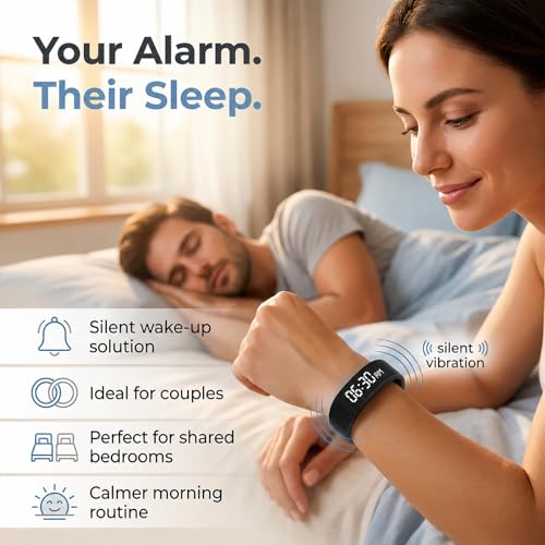 Vibrating Alarm Wristband Clock for Heavy Sleepers Wake Band Wrist Watch Silent Vibration Bracelet Loud Adults Strike Deaf People Despertar with that Won't Partner Extremely Deep (Black)