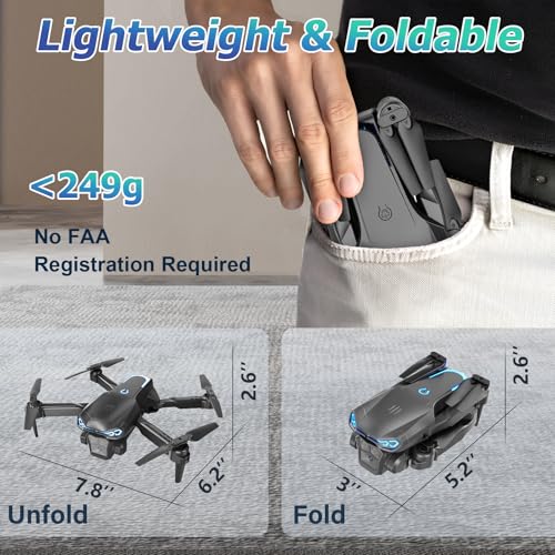 Foldable 1080P Drone with Camera for Kids & Beginners, Easy to Fly Toy Gift for Boys & Girls, One-Key Start, 3D Flips, Gesture Selfie, 2 Batteries