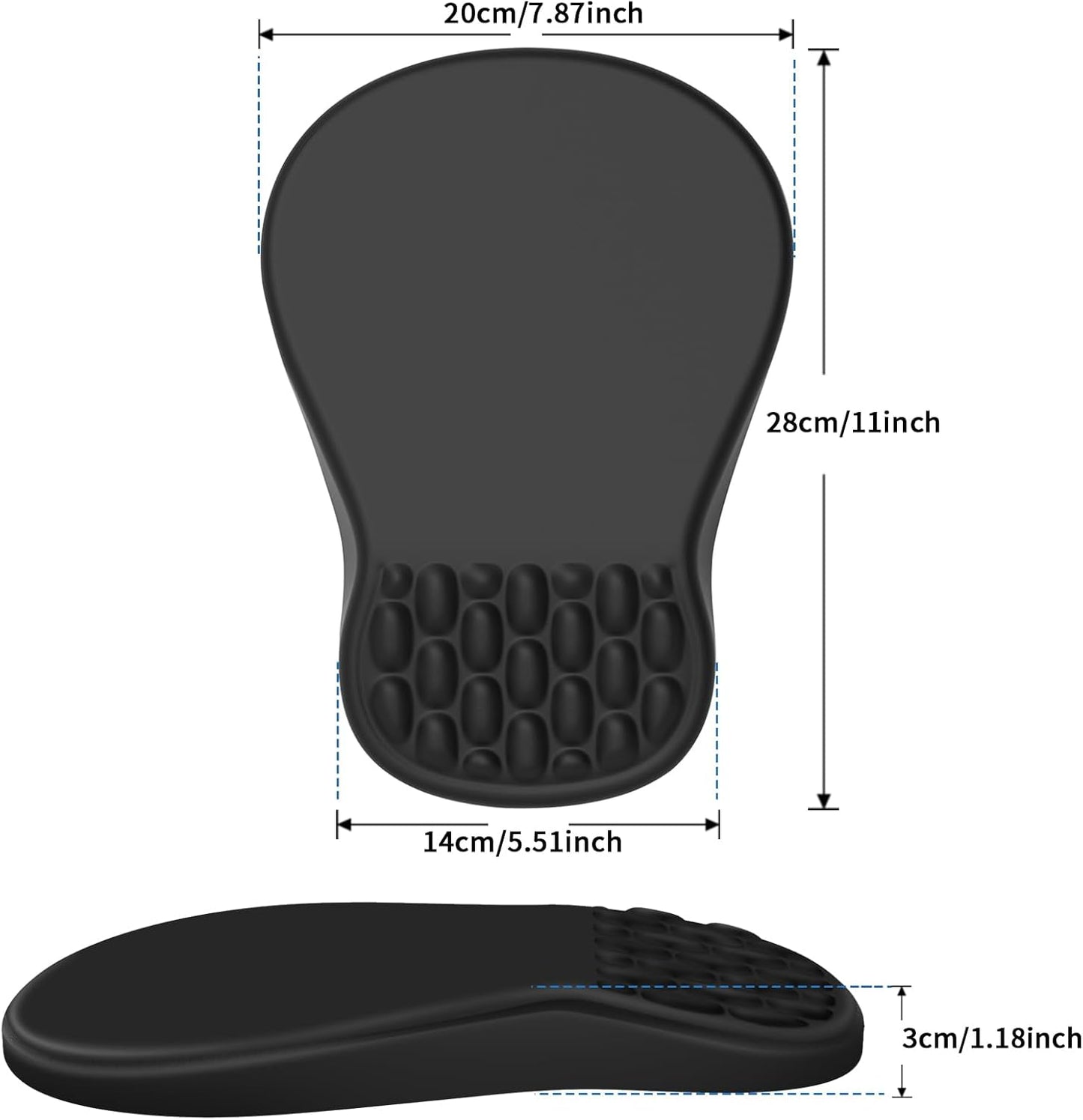 YIWEI Ergonomic Mouse Pad with Wrist Support - Gel Memory Foam Mouse Mat for Computer Keyboard & Laptop - Non-Slip Base, Pain Relief for Home Office & Gaming - Black