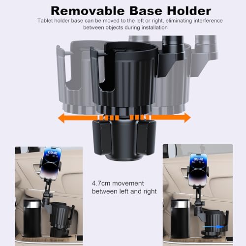 Peastrex Cup Holder Tablet Mount, Ipad Cup Holder Car Mount with Adjustable Arm for Tablet iPhone 3-11in iPad Pro Air Mini, Fire, iPhone 15, Galaxy S24 Z Fold 5
