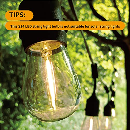 Meconard 24 Pack LED S14 Replacement Light Bulbs, Shatterproof Outdoor 1 Watt to Replace 11Watts String Incandescent Bulb, E26 Regular Medium Screw Base, 2200K Warm White, Non-Dimmable