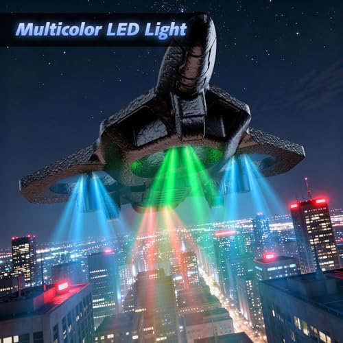 Foam RC Airplane with Cool Led Light, 360° Flip and Headless Mode, Remote Control Airplane RC Plane for Kids Adults Aged 6+, RC Flying Toy for Kids, Birthday Gift - Black Blue