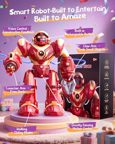 Holyton 5088 Smart Robots for Kids, Large Talking Interactive STEM Programmable RC Robot with Voice Control, APP Control, LED Eyes, Ideal Gift for Kids Ages 5-7, 6-8, 8-12 Boys and Girls
