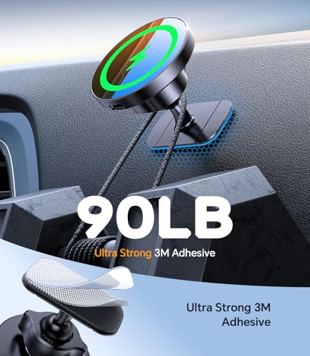 Kaistyle for MagSafe Car Mount Charger【Stronger Magnets】Magnetic Wireless Car Charger with Dashboard Pad Mounting Phone Holders for Your Car Accessories for Women Men Car Mount for iPhone 17 16 15 14