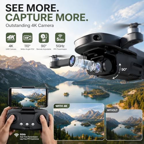 Holy Stone HS175D GPS Drone with 4K Camera for Adults, Under 249g, Foldable RC Quadcopter with Auto Return, 46 Mins Long Flight, Follow Me, Brushless Motor, Circle Fly, Waypoint Fly, Altitude Hold