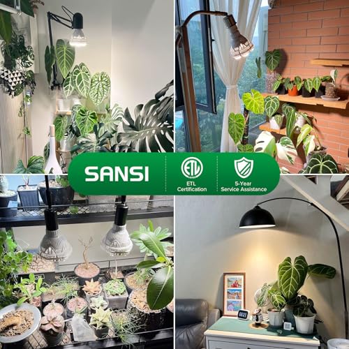 SANSI Grow Lights for Indoor Plants, Full Spectrum 36W Grow Light Bulbs (400 Watt Equiv) with Optical Lens for High PPFD, PPF 65.6 umol/s LED Energy Saving Plant Light for Indoor Growing Seed Starting