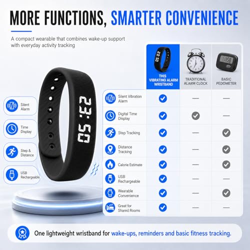 Alarm Clock Smart Watch Bracelets for Mens Digital Heavy Sleepers Vibrating Wristband Sleeps Wrist Womens Tracker Vibro Onyx Vibration Silent Small Distance Teens Shock Despertador Band Alert