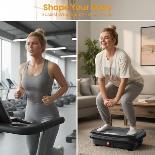 TISSCARE Vibration Plate Exercise Machine Mini Vibrating Plates for Lymphatic Drainage and Weight Loss, 400Lbs Capacity Full Body Power Shake Workout Platform for Home Cardio Fitness