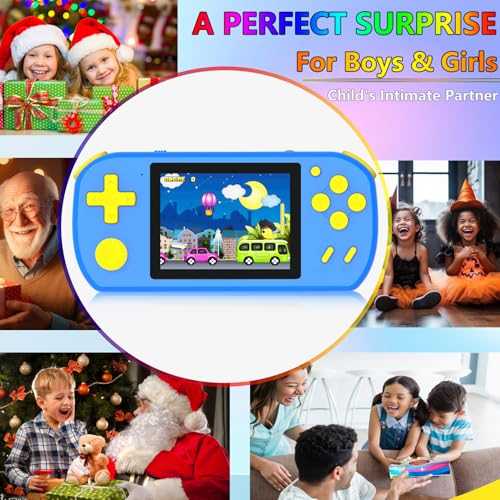 Handheld Games for Kids Rechargeable Preloaded 218 Retro Video Games, Blue | USB Rechargeable 3.0" HD Screen, Portable Kids Travel Toys, Mini Gaming Player Xmas Birthday Gifts for Boys Girls Ages 4-13