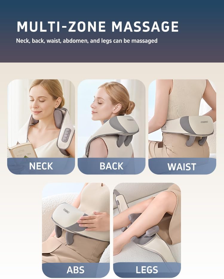 Cordless Neck and Shoulder Massager with Heat, 6D Shiatsu,  6D Shiatsu heat massage pillow, cordless for neck & back, portable relaxation gift for men, women & parents.