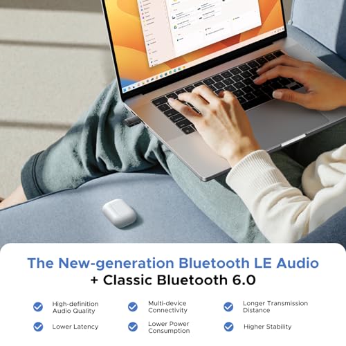 UGREEN USB-C Bluetooth Adapter for PS5, Gaming Consoles & PC, Bluetooth 6.0 Transmitter with LE Audio, aptX Adaptive/HD/aptX/SBC, Dual Pairing & One-to-Many Broadcast for Wireless Headphones Speakers