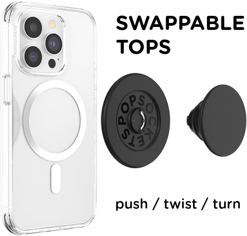 PopSockets Phone Grip for MagSafe, Magnetic Holder, Phone Stand, Black - Black