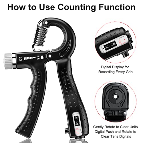 KDG Hand Grip Strengthener 2 Pack Adjustable Resistance 10-130 lbs Forearm Exerciser，Grip Strength Trainer for Muscle Building and Injury Recovery for Athletes