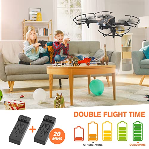AVIALOGIC Mini Drone with Camera for Kids, Remote Control Helicopter Toys Gifts for Boys Girls, FPV RC Quadcopter with 1080P HD Live Video Camera, Altitude Hold, Gravity Control, 2 Batteries, Black