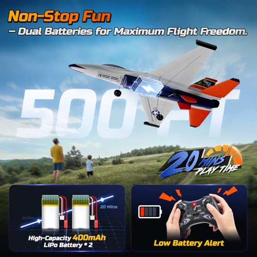 DEERC F-16 Style RC Airplane (X-62A Vista), 4-Channel Remote Control Jet with 6-axis Gyro Stabilizer EPP RTF Hobby Glider Aircraft Plane Easy to Fly for Adults Boys