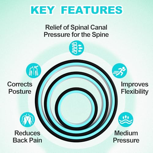 3 Pack Back Roller- Yoga Wheel for Back Pain Reliefn & Stretching, Back Wheel for Deep Tissue Massage, Foam Roller for Physical Therapy & Exercise