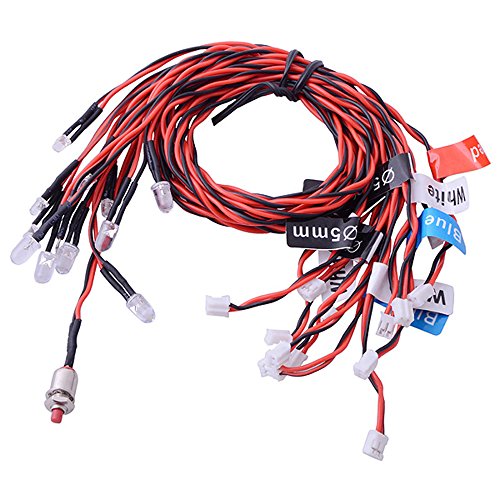 Globact Rc Car Headlights Taillight Rc Truck Led Lights Flashing Light Lamp 12 LED 5 Operation Modes for 1/10 Rc Trucks, Crawler, Off-Road, Sport Racing