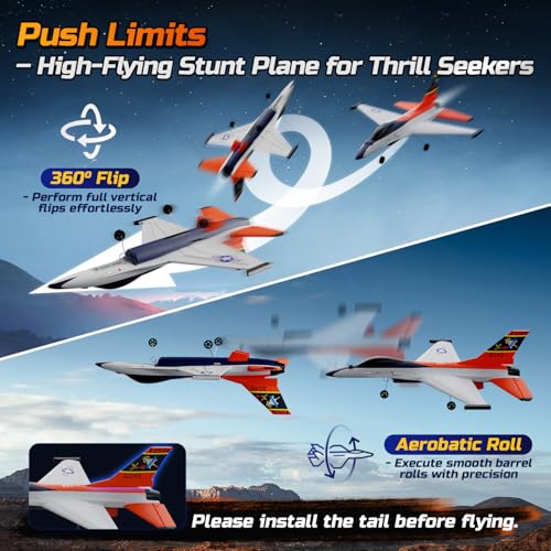 DEERC F-16 Style RC Airplane (X-62A Vista), 4-Channel Remote Control Jet with 6-axis Gyro Stabilizer EPP RTF Hobby Glider Aircraft Plane Easy to Fly for Adults Boys