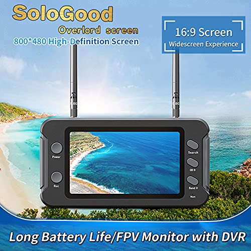SoloGood FPV Monitor 4.3inch with DVR 5.8Ghz 40CH 800 x 480 IPS Drone Receiver Monitor for FPV Drone RC Cars