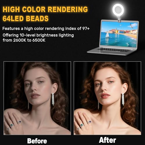 Anautin Ring Light for Video Conference Lighting,360°Adjustable,Portable LED Video Conference Lighting for Monitor,Laptop&Desktop Computer,Streaming Light for Zoom Meetings, Selfie Makeup, Video Calls