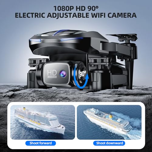 Drone with Camera for Adults Beginners Kids, Fun 1080P Foldable Mini Drone for Exciting Indoor Outdoor Play, RC Quadcopter with 2 Batteries, One Key Start, Easy to Fly, Altitude Hold, 3D Flips