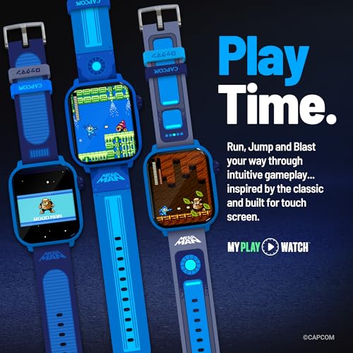 Mega Man Digital Gaming Smartwatch – Built from Mega Man™ 2, Classic & Arcade Modes, Non-Connected, Step Counter, Heart and Calories Tracking, Includes 2 Bands | Mini-Games Included, Camera Feature, Voice Recorder, Kids Wearable, Customizable Watch Faces