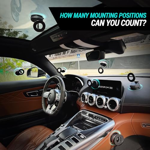 CARMOUNT Clutch-X™ Black – Upgraded Vacuum Phone Mount Suction Cup Car Phone Holder for iPhone, Window Phone Mount, 360° Vacuum Magnetic Phone Holder for Car, Magnetic Phone Holder with Suction Cup