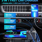 180W Retractable Car Charger Cigarette Lighter Splitter, 5 in 1 USB Fast Car Phone Charger with Retractable Cable 2 USB Ports, 2 Cigarette Lighter Socket with Separate Switch LED Voltmeter