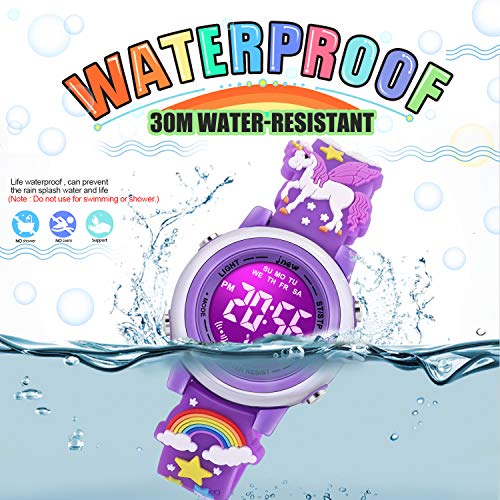 3D Cartoon Waterproof Watches for Girls with Alarm - Best Toys Gifts for Girls Age 3-12