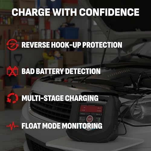 Schumacher Electric 1.5A Car Battery Charger and Maintainer, 3-in-1 Solution, for 6V/12V Power Sport, Automotive, and Marine Batteries, SC1355